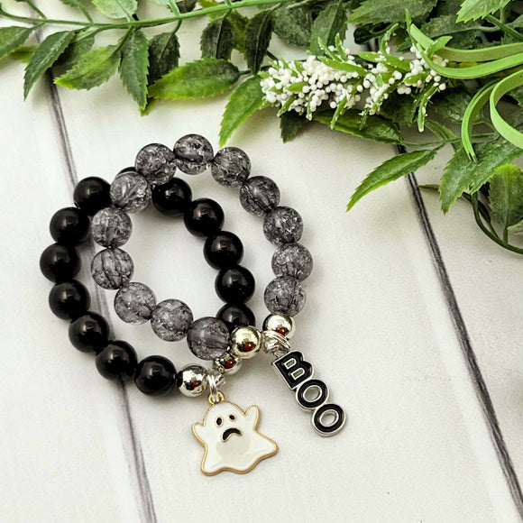 Boo Bracelet Set - Black, White, and Grey