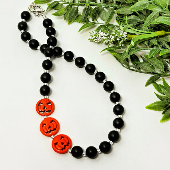 Jack o Lantern Bitty Bead Necklace