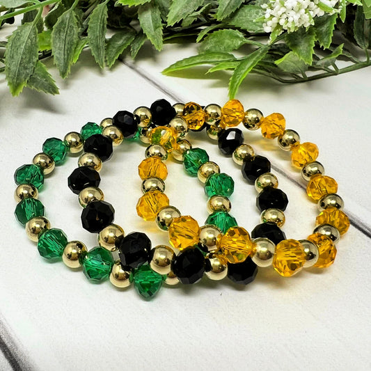 Green, Black or Golden Yellow Crystal Bracelet (Gold)