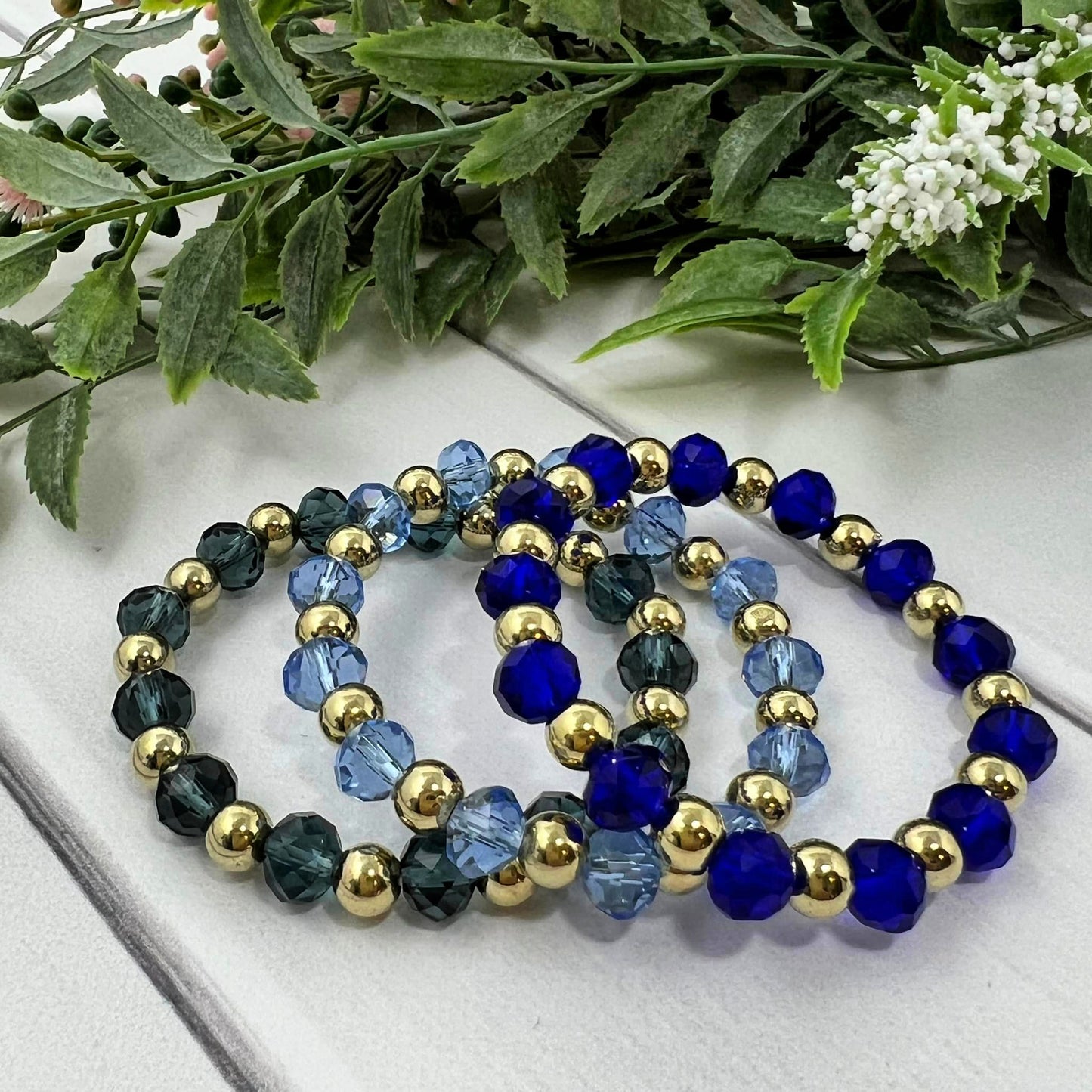 Dark Blue, Light Blue or Royal Blue Crystal Bracelet  (gold)