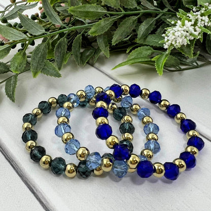 Dark Blue, Light Blue or Royal Blue Crystal Bracelet  (gold)