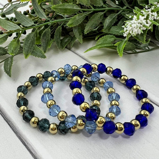 Dark Blue, Light Blue or Royal Blue Crystal Bracelet  (gold)