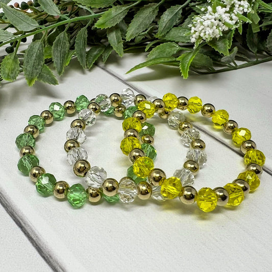 Light Green, Clear or Yellow Crystal Bracelet (Gold)