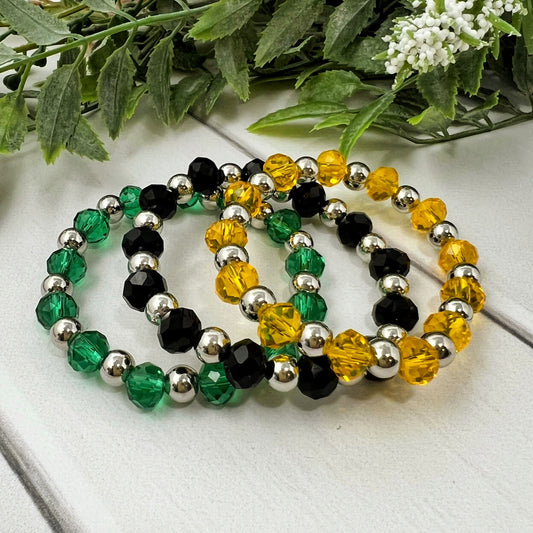 Green, Black or Golden Yellow Crystal Bracelet (silver)