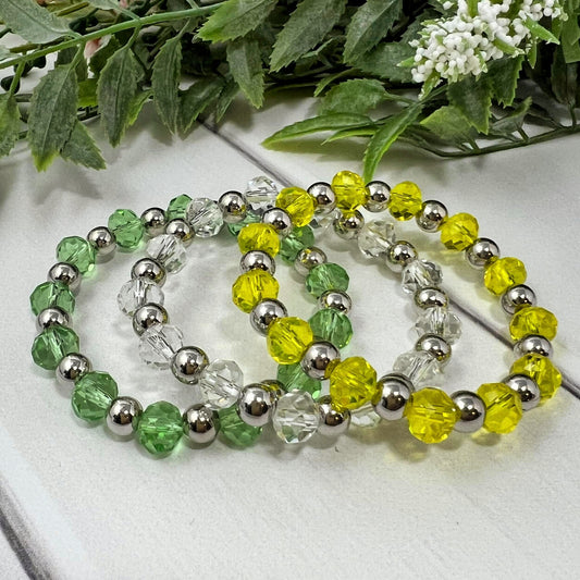 Light Green, Clear or Yellow Crystal Bracelet (silver)