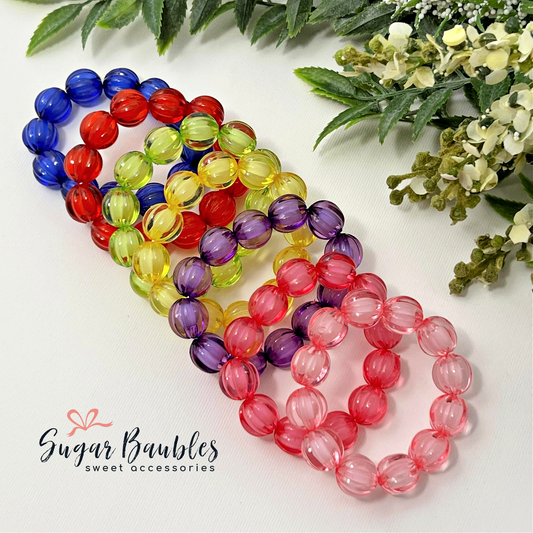 Clear Fluted with White Center - Bracelet