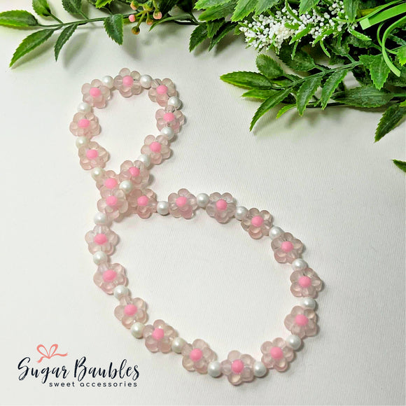 Pink Floral Stretch Necklace