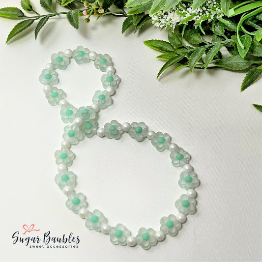 Green Floral Stretch Necklace