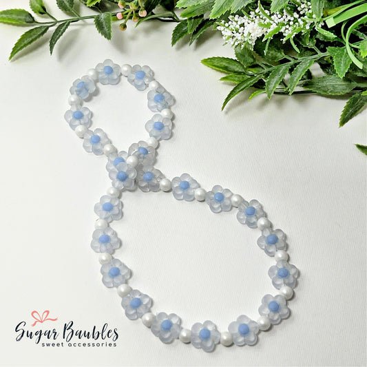 Blue Floral Stretch Necklace