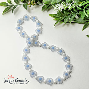 Blue Floral Stretch Necklace
