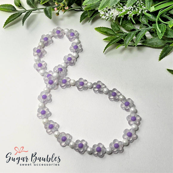 Purple Floral Stretch Necklace