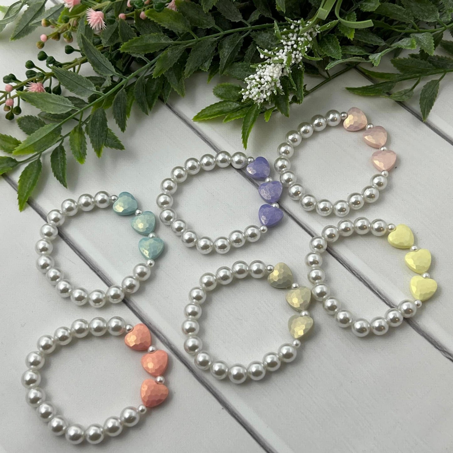 Light Grey Stardust Heart Stretch Bracelet