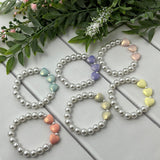 Pale Yellow Stardust Heart Stretch Bracelet