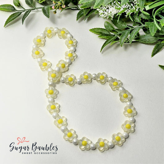 Yellow Floral Stretch Necklace