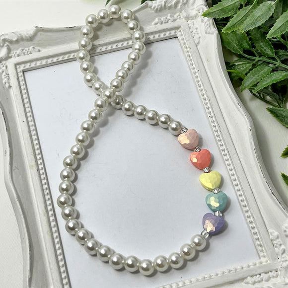 Rainbow Stardust Heart Stretch Necklace - Choose Length