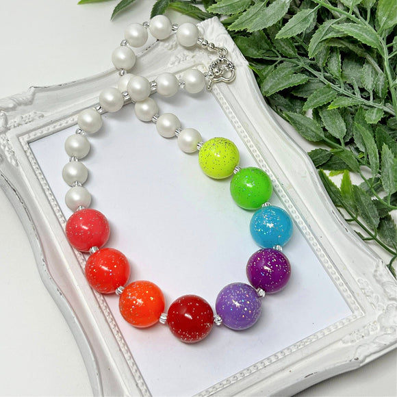 Neon Glitter Rainbow Necklace