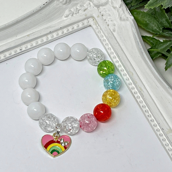 Pink Rainbow Heart Bracelet