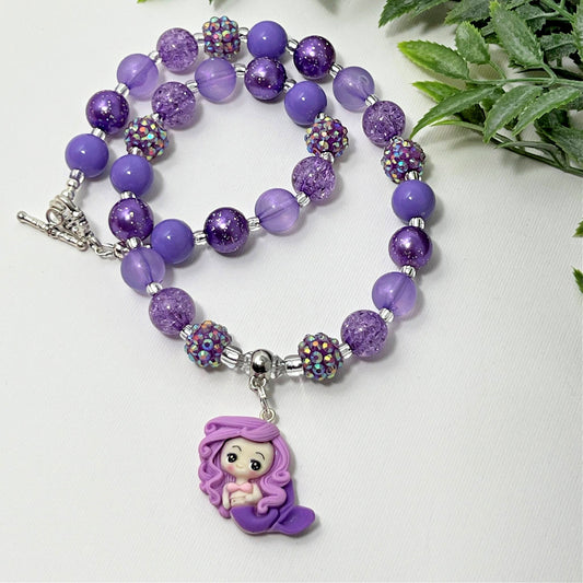 Purple Mermaid Bitty Bead Necklace