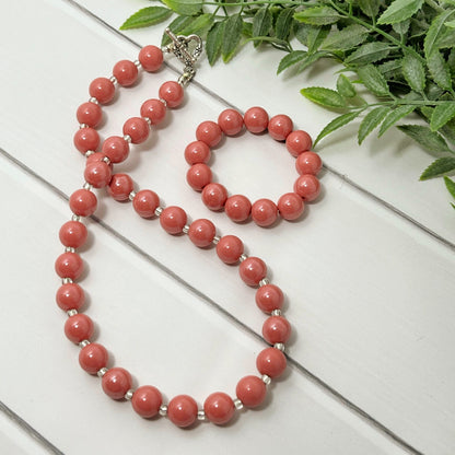 Dusty Pink Glossy Bitty Bead Necklace