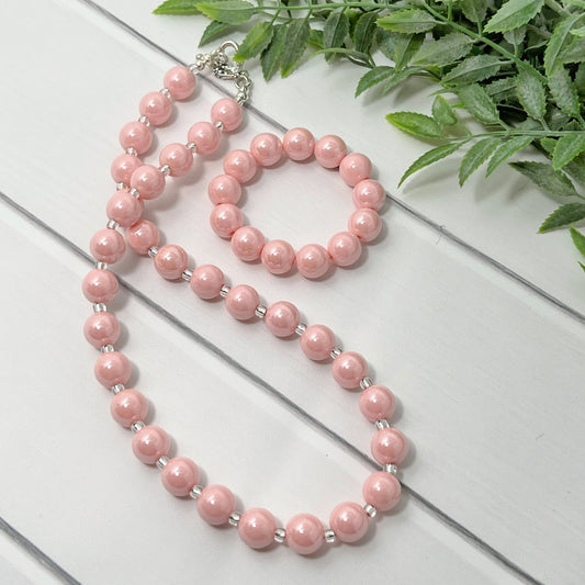 Light Pink Glossy Bitty Bead Necklace