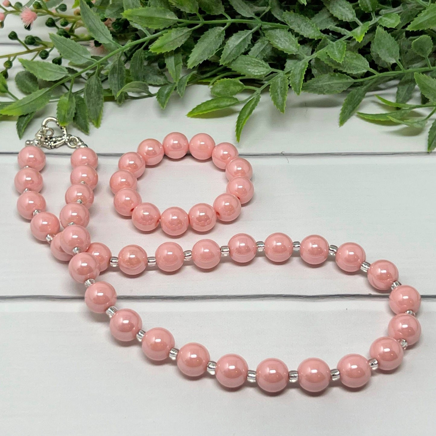Light Pink Glossy Bitty Bead Necklace