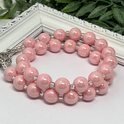 Light Pink Glossy Bitty Bead Necklace