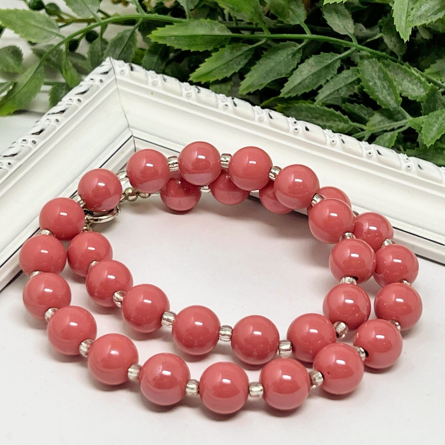 Dusty Pink Glossy Bitty Bead Necklace