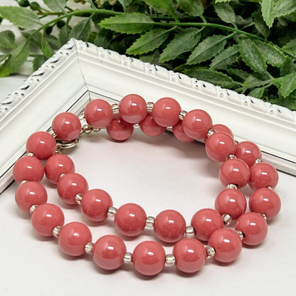 Dusty Pink Glossy Bitty Bead Necklace