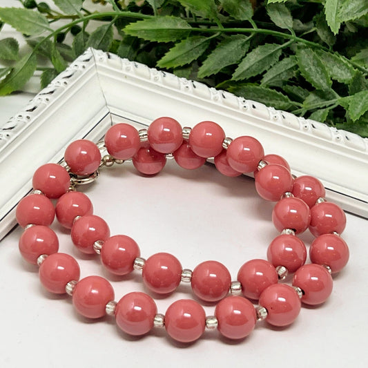 Dusty Pink Glossy Bitty Bead Necklace