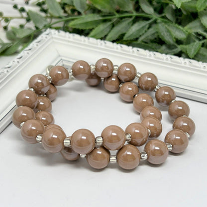 Tan Glossy Bitty Bead Necklace