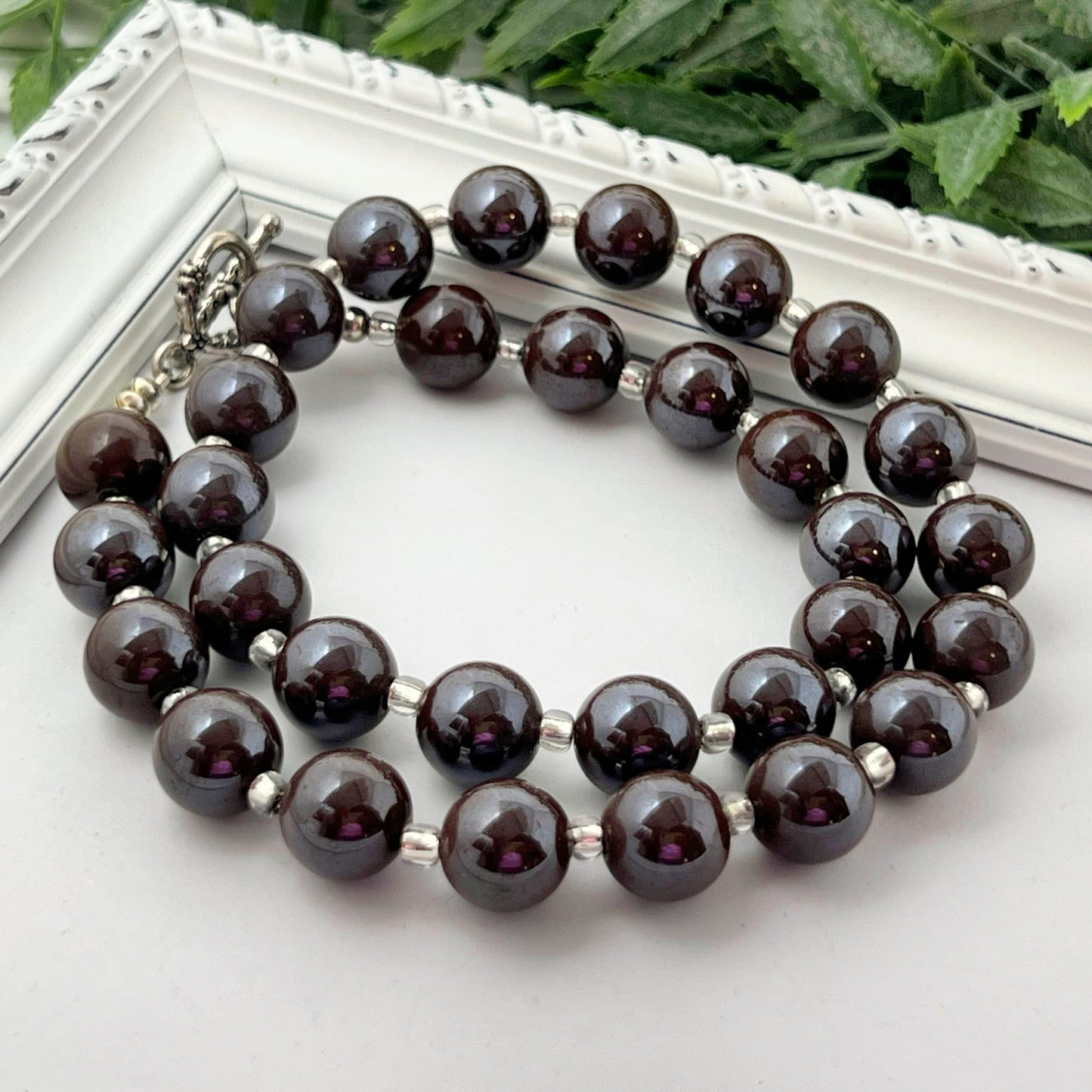 Chocolate Brown Glossy Bitty Bead Necklace