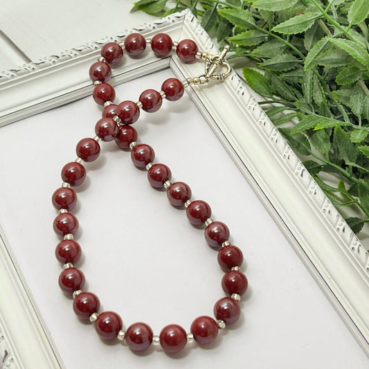 Berry Glossy Bitty Bead Necklace