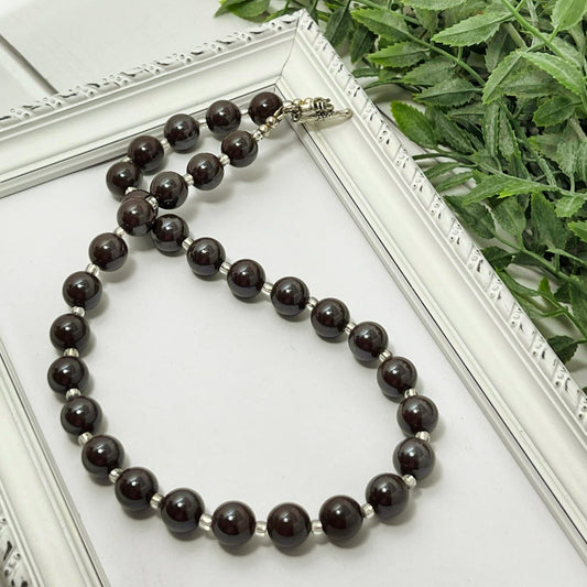 Chocolate Brown Glossy Bitty Bead Necklace