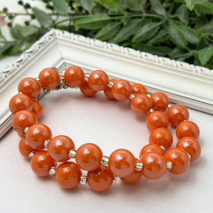 Orange Glossy Bitty Bead Necklace