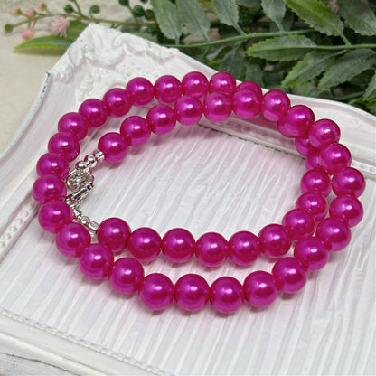 10mm Hot Pink Pearl Necklace
