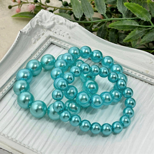 Robin's Egg Blue Pearl Bracelets - 8mm, 10mm, 12mm