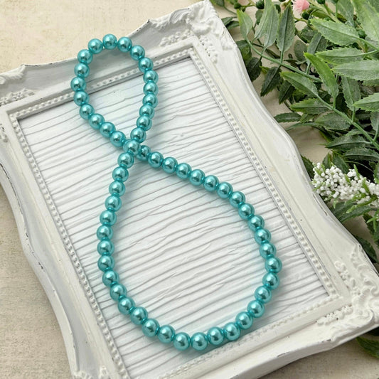 8mm Robin's Egg Blue Pearl Stretch Necklace
