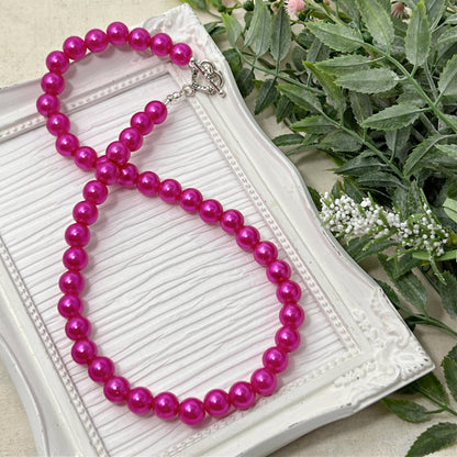 10mm Hot Pink Pearl Necklace