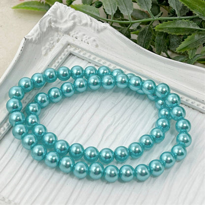 8mm Robin's Egg Blue Pearl Stretch Necklace