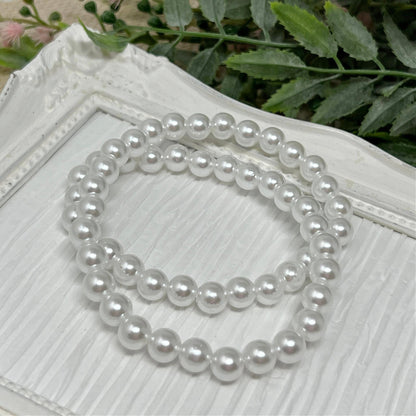 8mm White Pearl Stretch Necklace