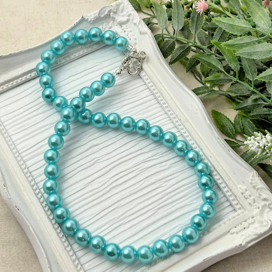 10mm Robin's Egg Blue Pearl Necklace