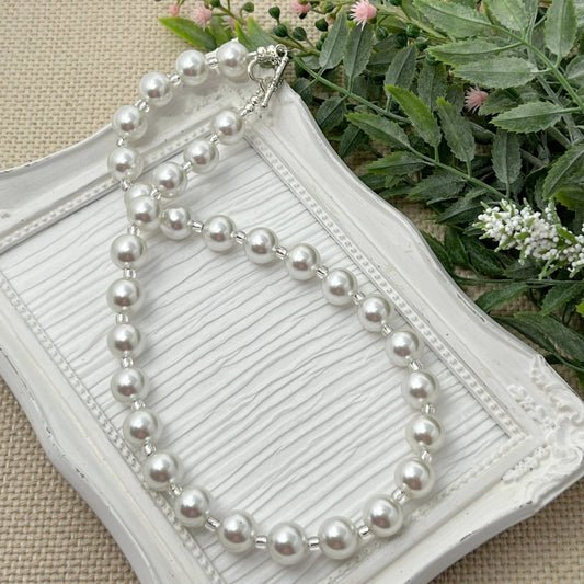 12mm White Pearl Bitty Bead Necklace