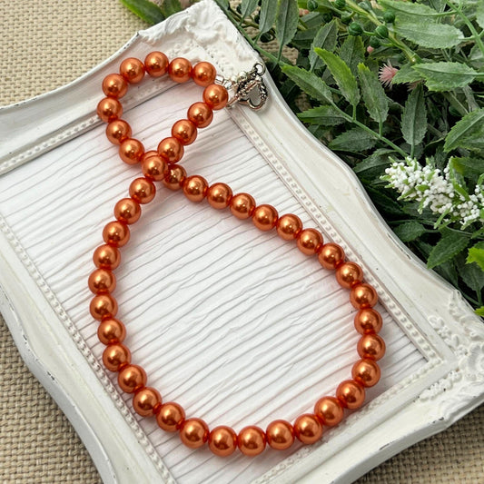 10mm Orange Spice Pearl Necklace