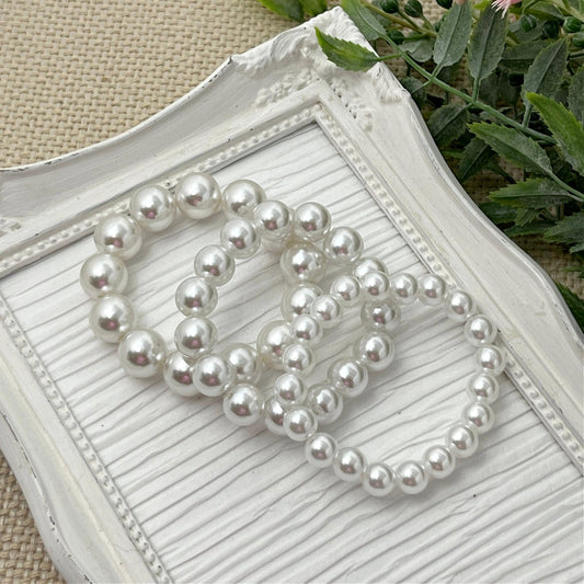 White Pearl Bracelets - 8mm, 10mm, 12mm