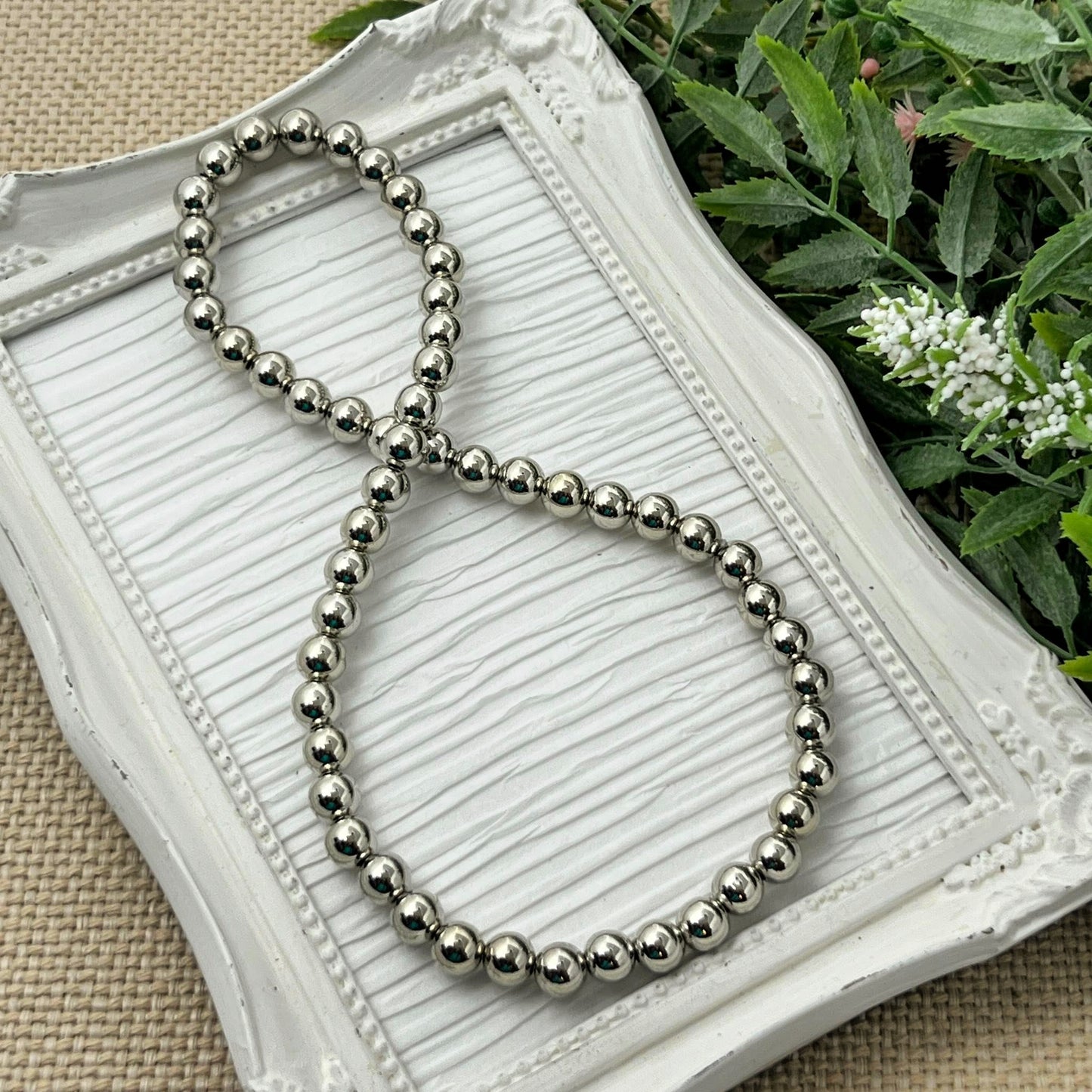 Silver Metallic Stretch Necklace