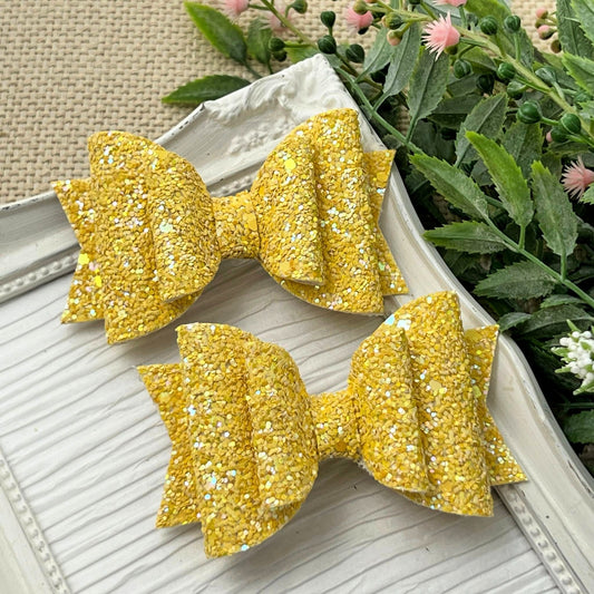 Daffodil Yellow Glitter Bows