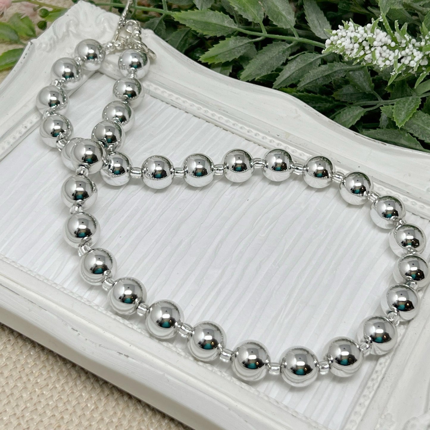 Silver Metallic Bitty Bead Necklace