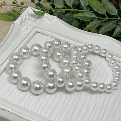 White Pearl Bracelets - 8mm, 10mm, 12mm