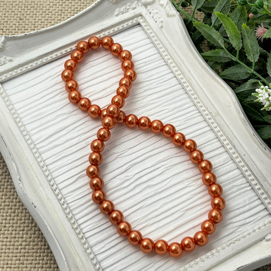 Orange Spice Pearl Stretch Necklace