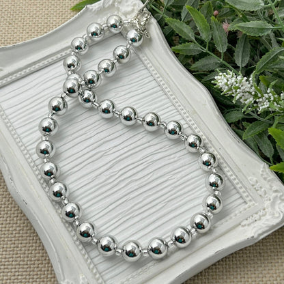 Silver Metallic Bitty Bead Necklace